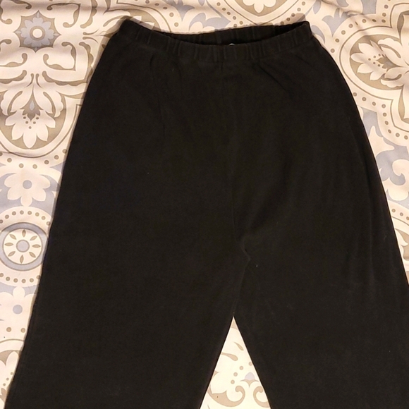 Pants Black straight leg Pull on flat front elastic waist cotton sport knit - Picture 3 of 7